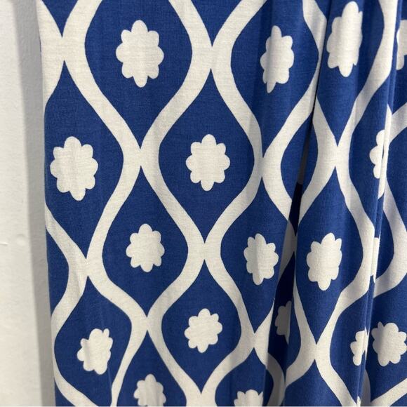 Boden Blue White Geometric Twist Front Jersey Maxi Dress Size 4 - Picture 6 of 16